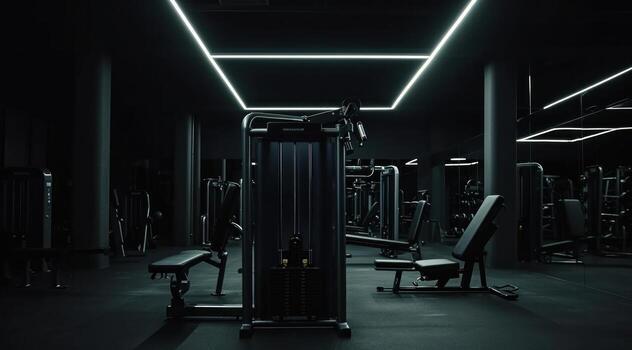 Interior de gimnasio ambientado.